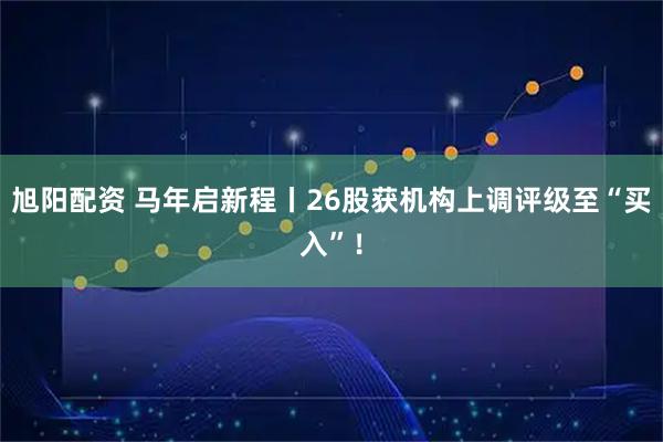 旭阳配资 马年启新程丨26股获机构上调评级至“买入”！